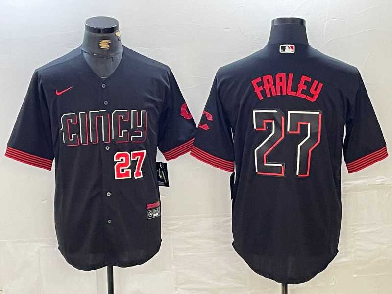 Men's Cincinnati Reds #27 Jake Fraley Number Black 2023 City Connect Cool Base Stitched Jerseys,We sell and wholesale Men's Cincinnati Reds #27 Jake Fraley Number Black 2023 City Connect Cool Base Stitched Jerseys on line form chian!